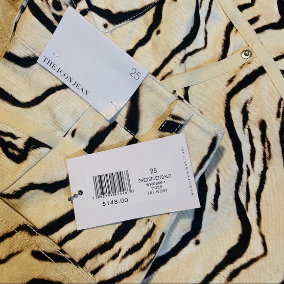 Weworewhat Tiger piped stiletto slit denim high waist skinny the icon jeans - Picture 6 of 10